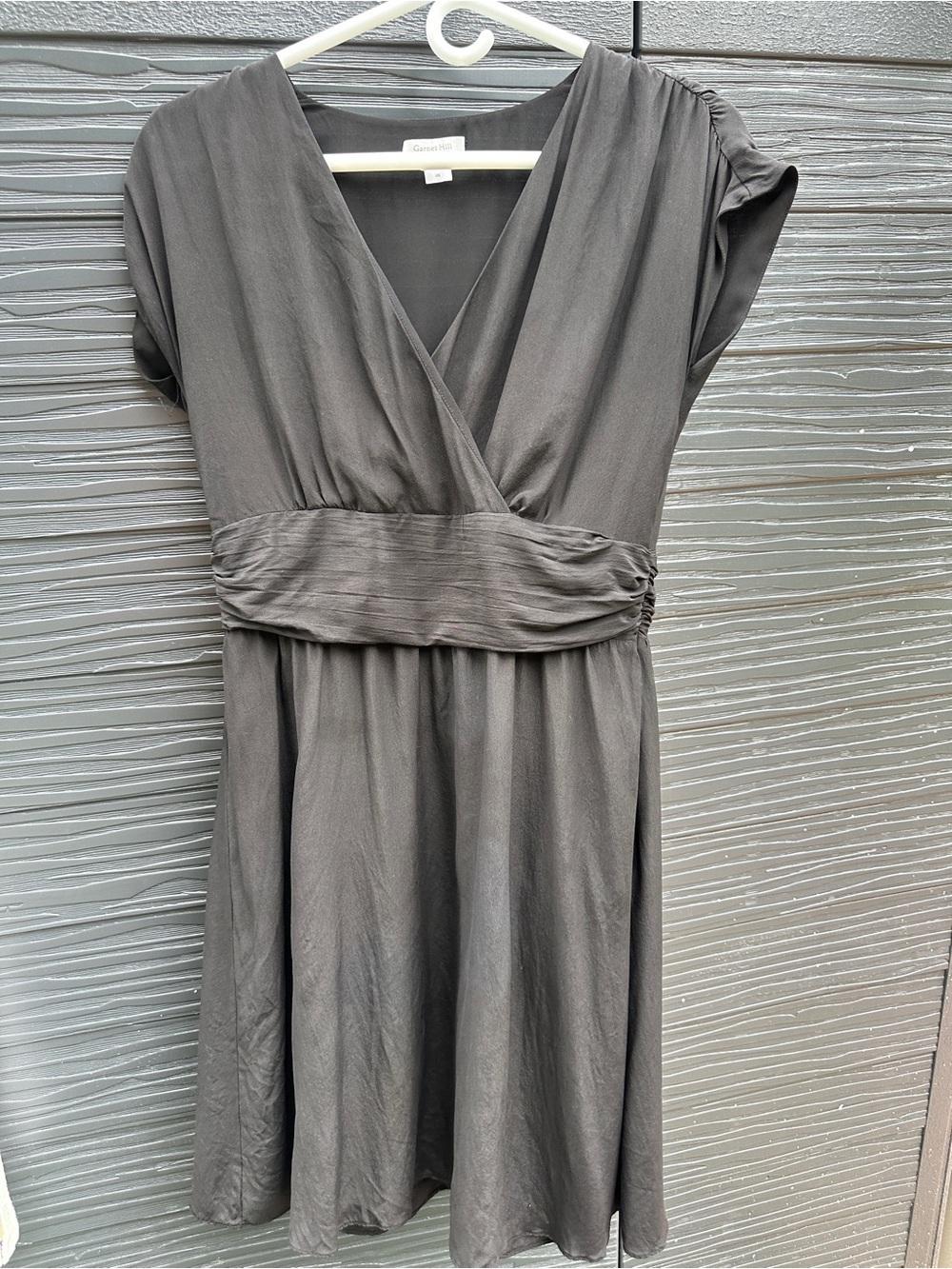 Garnet Hill 100% Silk Black Faux Wrap Dress Women’s 6 Lined